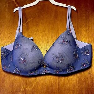 Victoria's Secret Bra Secret Embrace PushUp purple lace embroidered floral 38C